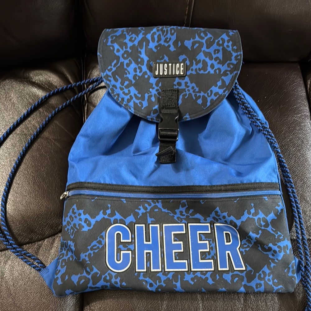 Justice Blue and Black Drawstring Bag